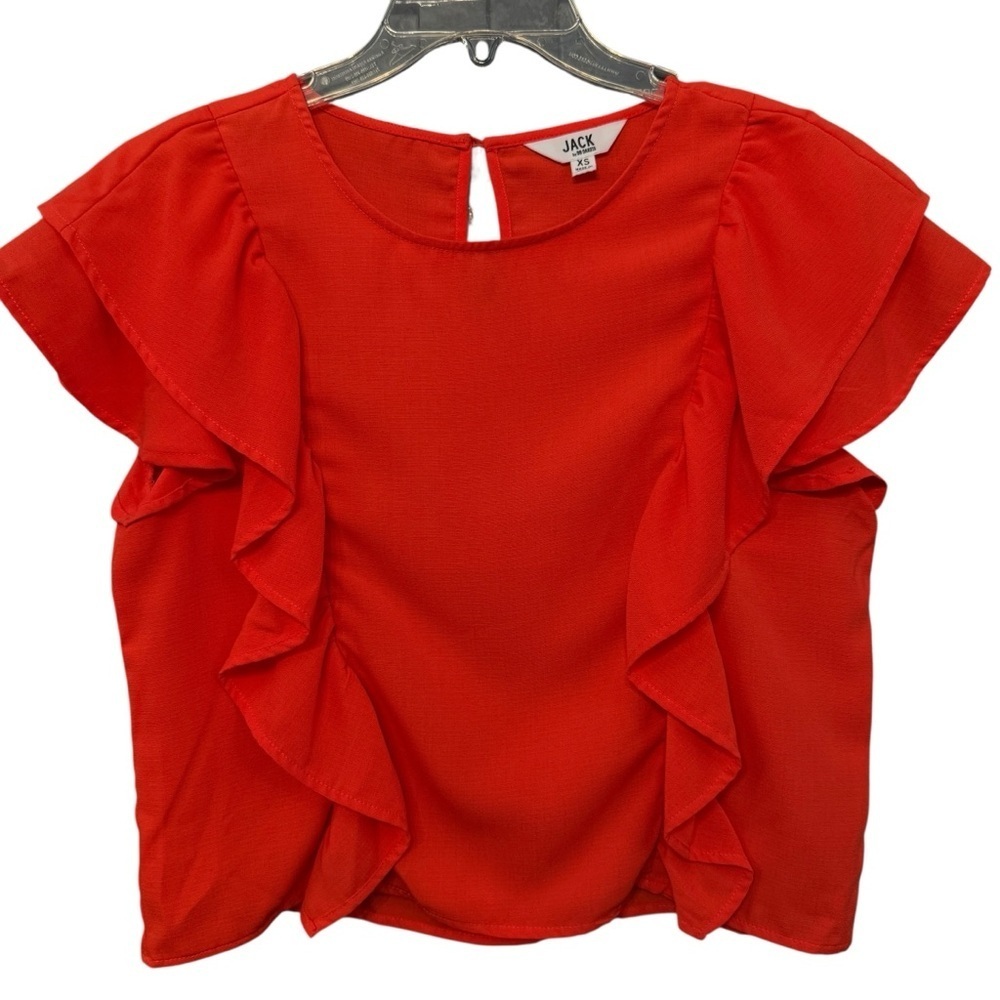 Jack by BB Dakota Ruffle Flutter Sleeve Blouse Red Women’s XS